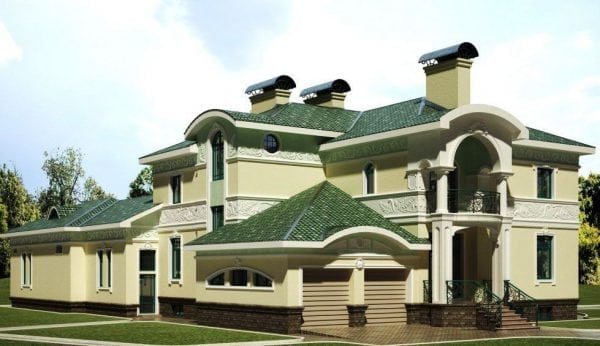 Casa com telhado verde