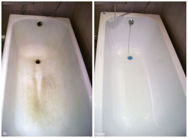 อ่างอาบน้ำมีลักษณะอย่างไรก่อนและหลังการปรับปรุงอะคริลิก