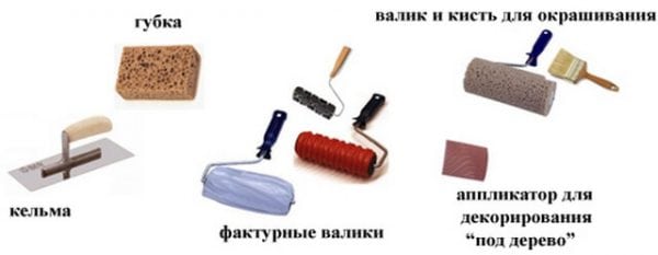 Rôzne typy nástrojov na nanášanie textúrovaných fasádnych farieb
