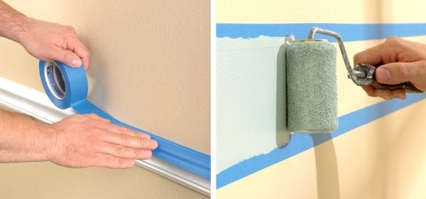 Sử dụng băng keo để sơn tường