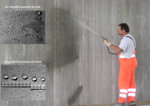 Muro de concreto repelente de água