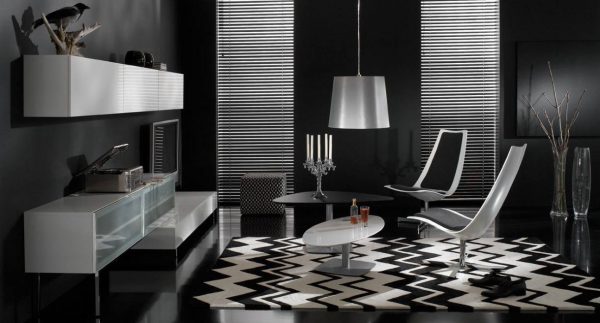 Design de sala em preto e branco