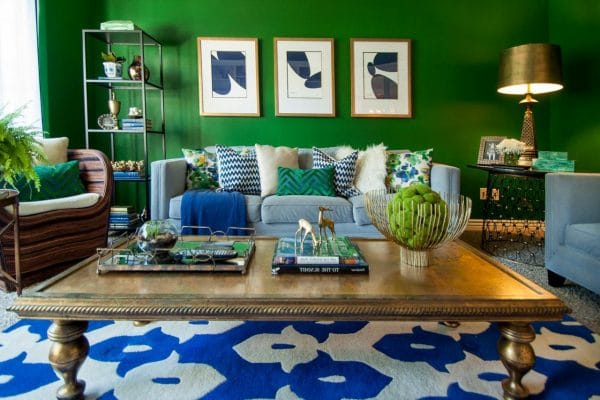 Modrá a zelená v interiéri