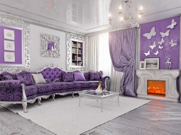 Lilac trong nội thất phòng khách