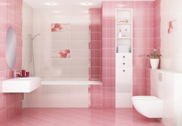 Różowe płytki łazienkowe