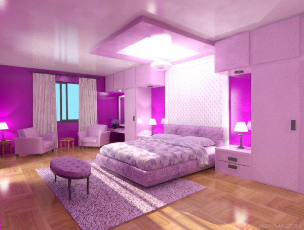 غرفة أرجوانية وردية