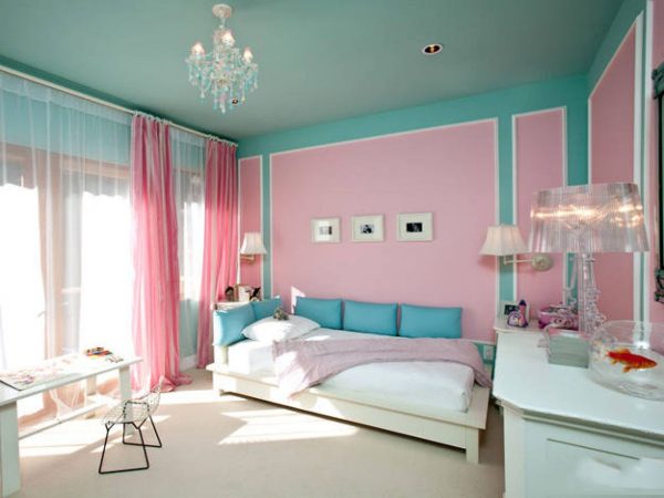 Chambre rose et bleue