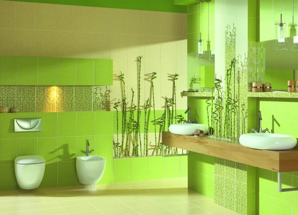 Décoration de salle de bain verte