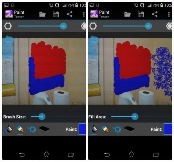 باستخدام اختبار الألوان لجهاز Android Paint Tester