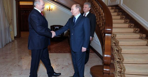 Rusijos ir Baltarusijos prezidentai Novo-Ogaryovo mieste