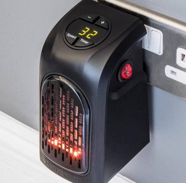 Mini aquecedor elétrico de parede com termostato