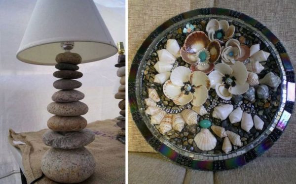 Kamienna dekoracja - lampa i talerz