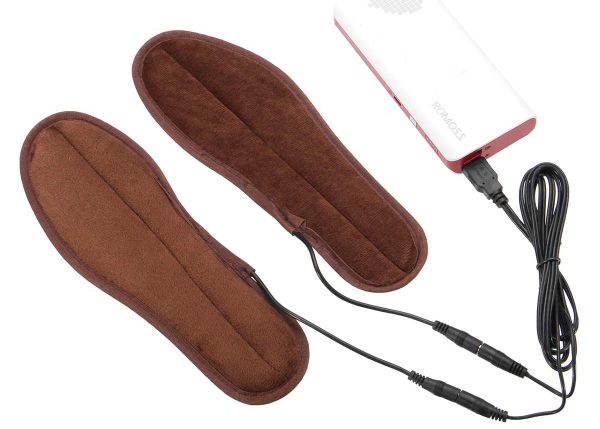 Aquecedores de sapatos com conector USB para alimentação