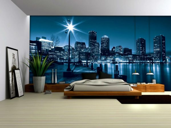 Bức tranh tường đêm thành phố trong nội thất