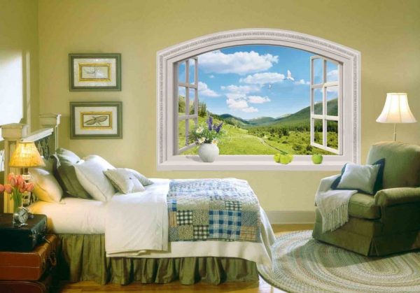 Imitação de uma janela em uma sala