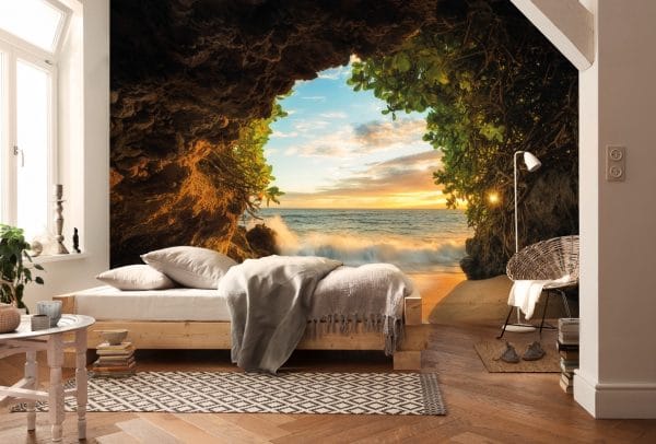 Panoramisk 3D-bakgrunnsbilde på soverommet