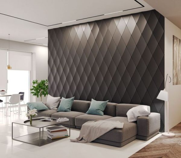 Stilige 3D-paneler i stuen