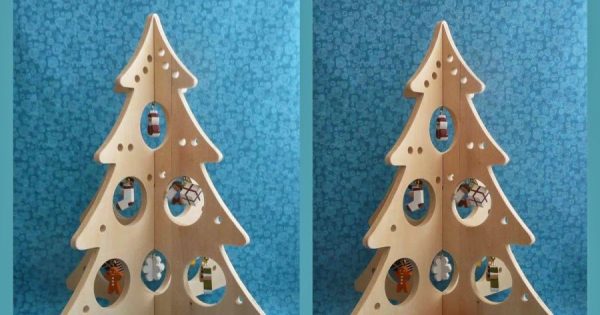 شجرة عيد الميلاد مصنوعة من الخشب الرقائقي صديقة للبيئة