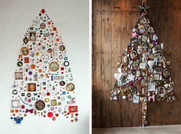 شجرة عيد الميلاد من الهدايا التذكارية على الحائط