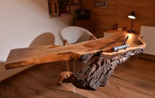 Wooden slab table