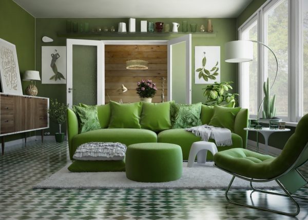 Grågrønn farge i interiøret